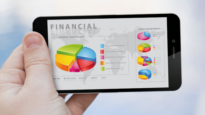 A financial planner using a personal finance app on a mobile device to manage budgeting and expenses.
