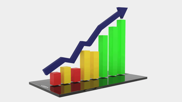 Gráfico sencillo y colorido con una línea ascendente que representa el crecimiento de la inversión en una Roth IRA.